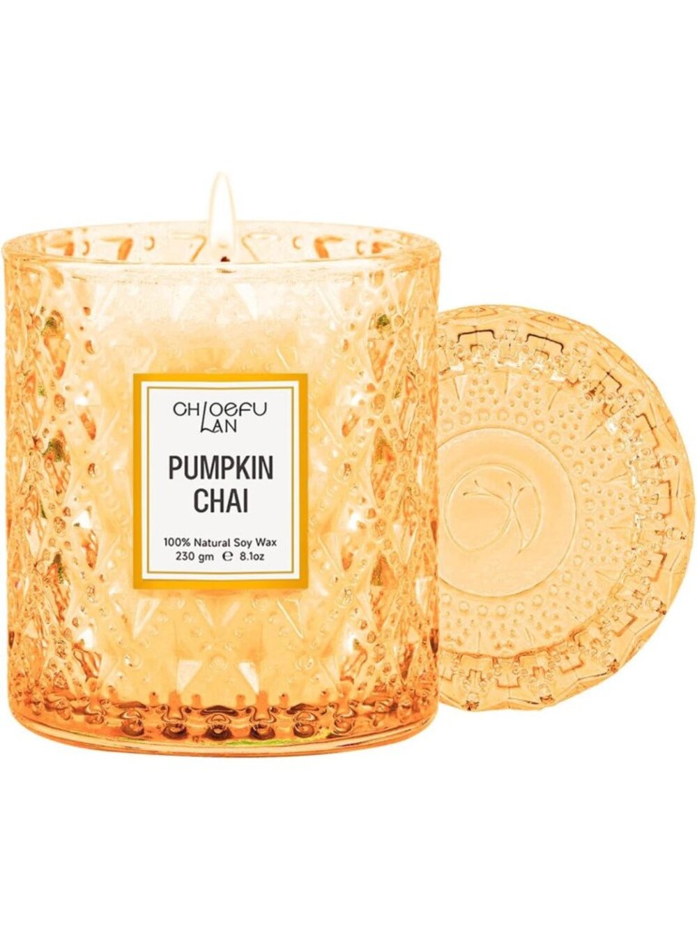 Luxury Pumpkin Chai Scented Candle - Fall Home Decor, Long Lasting 55 Hours